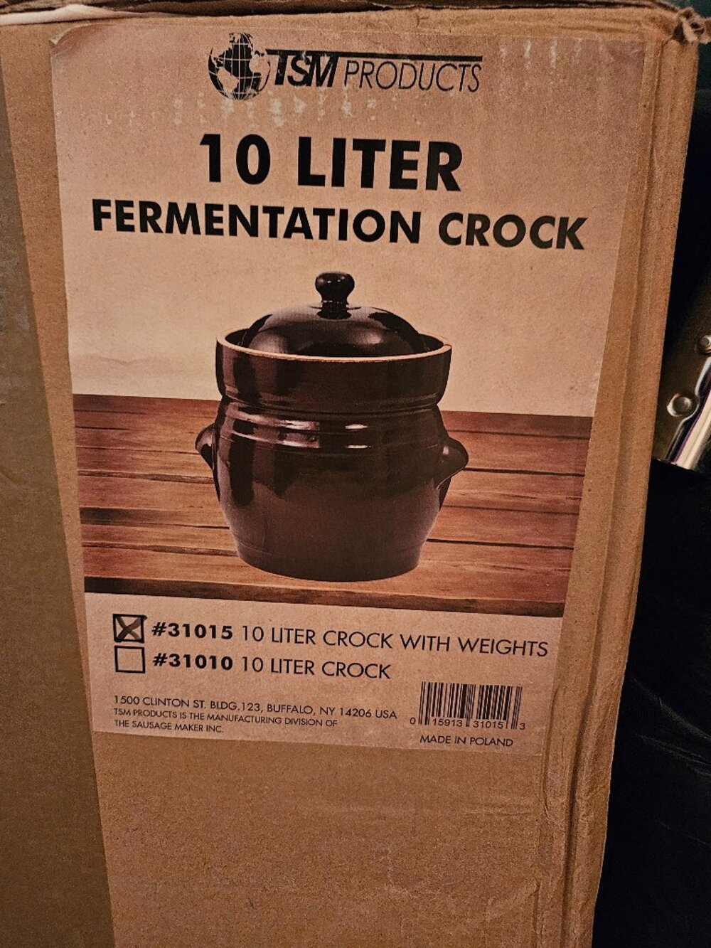 FERMENTATION CROCK By TSM.  With weights. Never Used. NIB. Comes with book